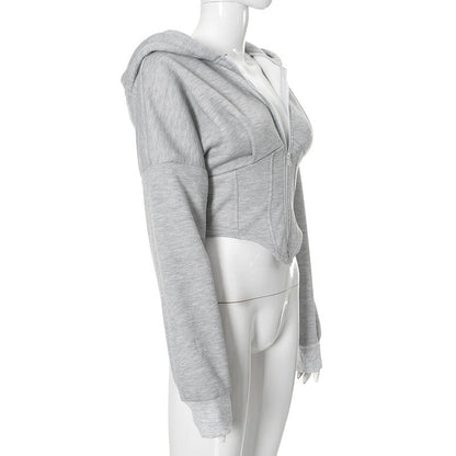 Zipper Hoodie Cardigan Y2K Ins Fashion Street Long Sleeve Corset